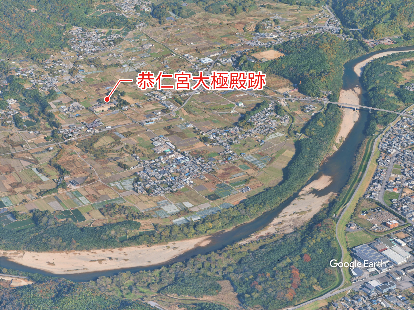 恭仁京のgoogl earth